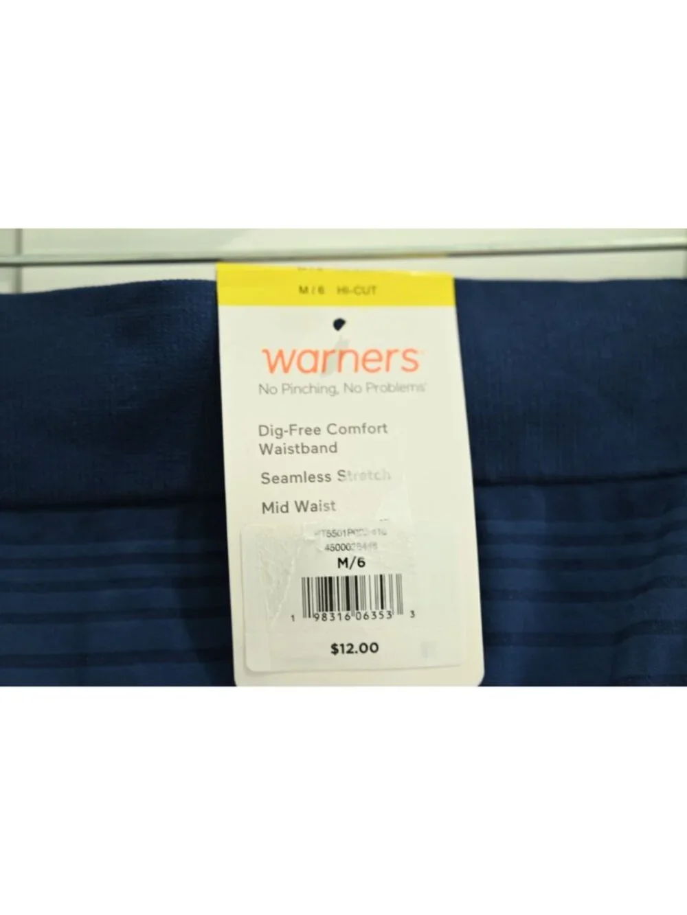 NWT Warners No Pinching No Problems Hi-Cut Brief Sz M Navy Seamless RT5501P